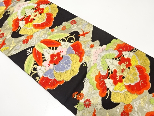 JAPANESE KIMONO / ANTIQUE FUKURO OBI / SILK / WOVEN FLORAL SARASA